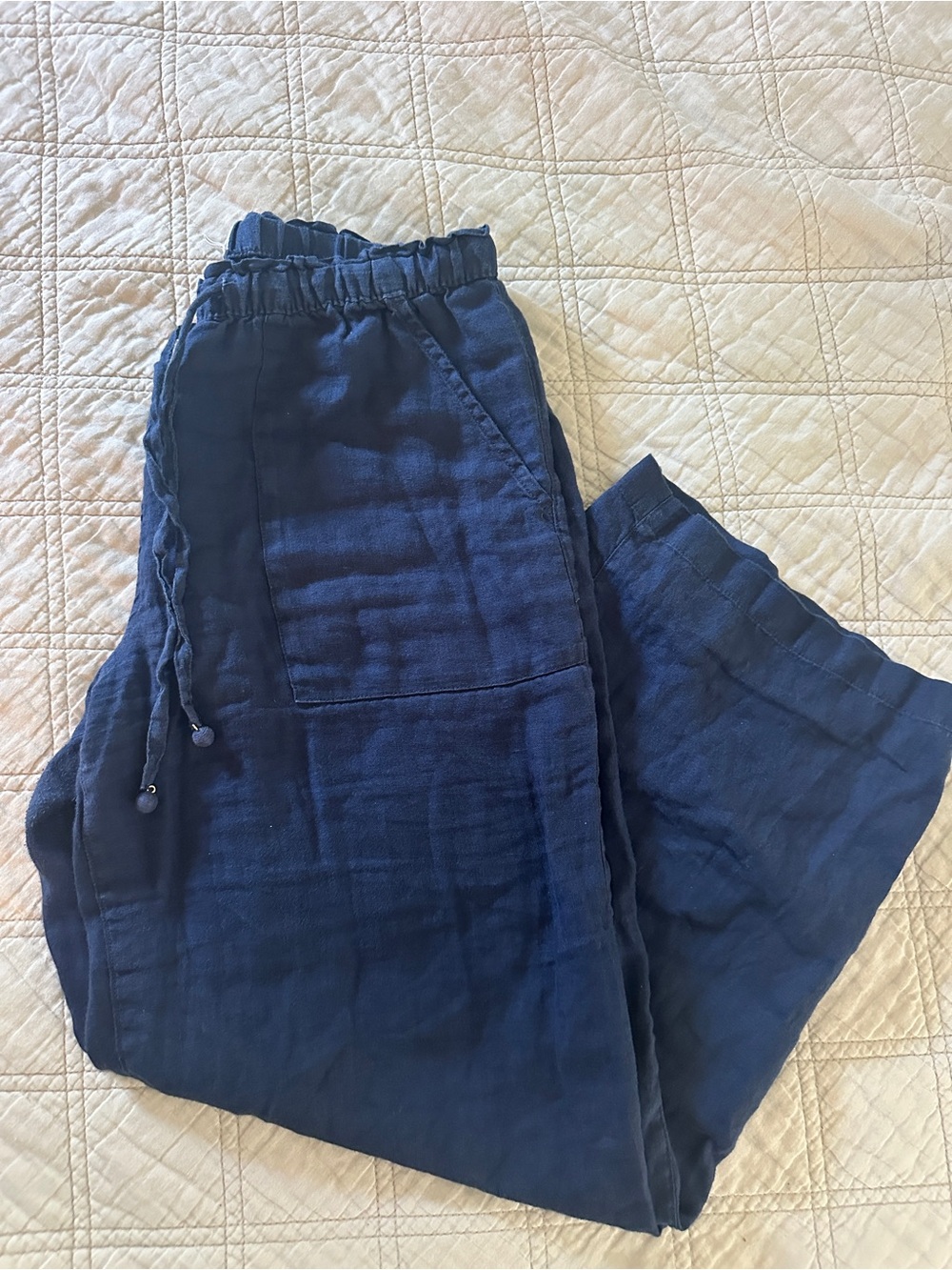 Cynthia Rowley 100% Linen Navy Pants